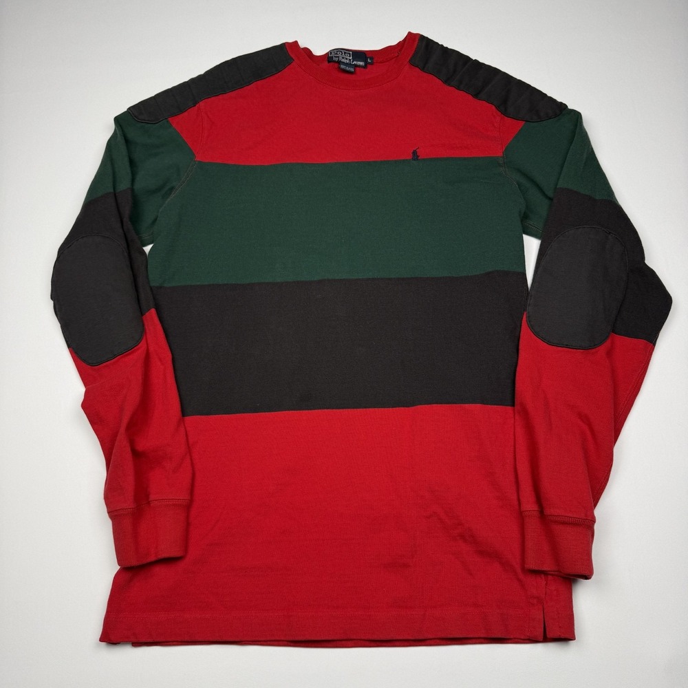 Vintage Polo By Ralph Lauren Sweater Mens Large Multicolor Stripe USA Rugby